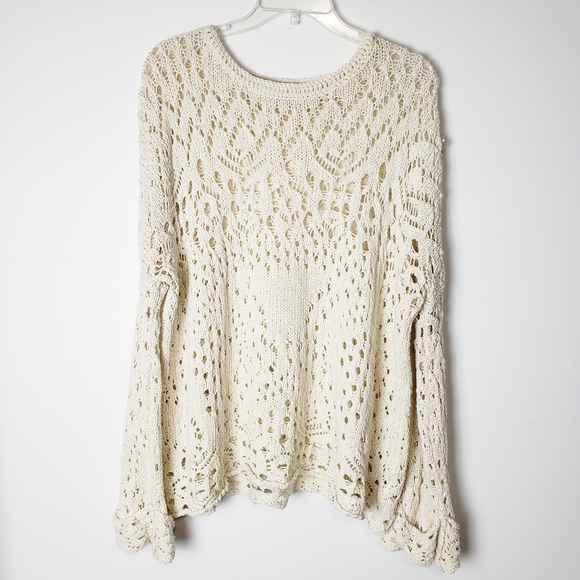 Free People Traveling Lace Ivory Sweater - Picture 3 of 11